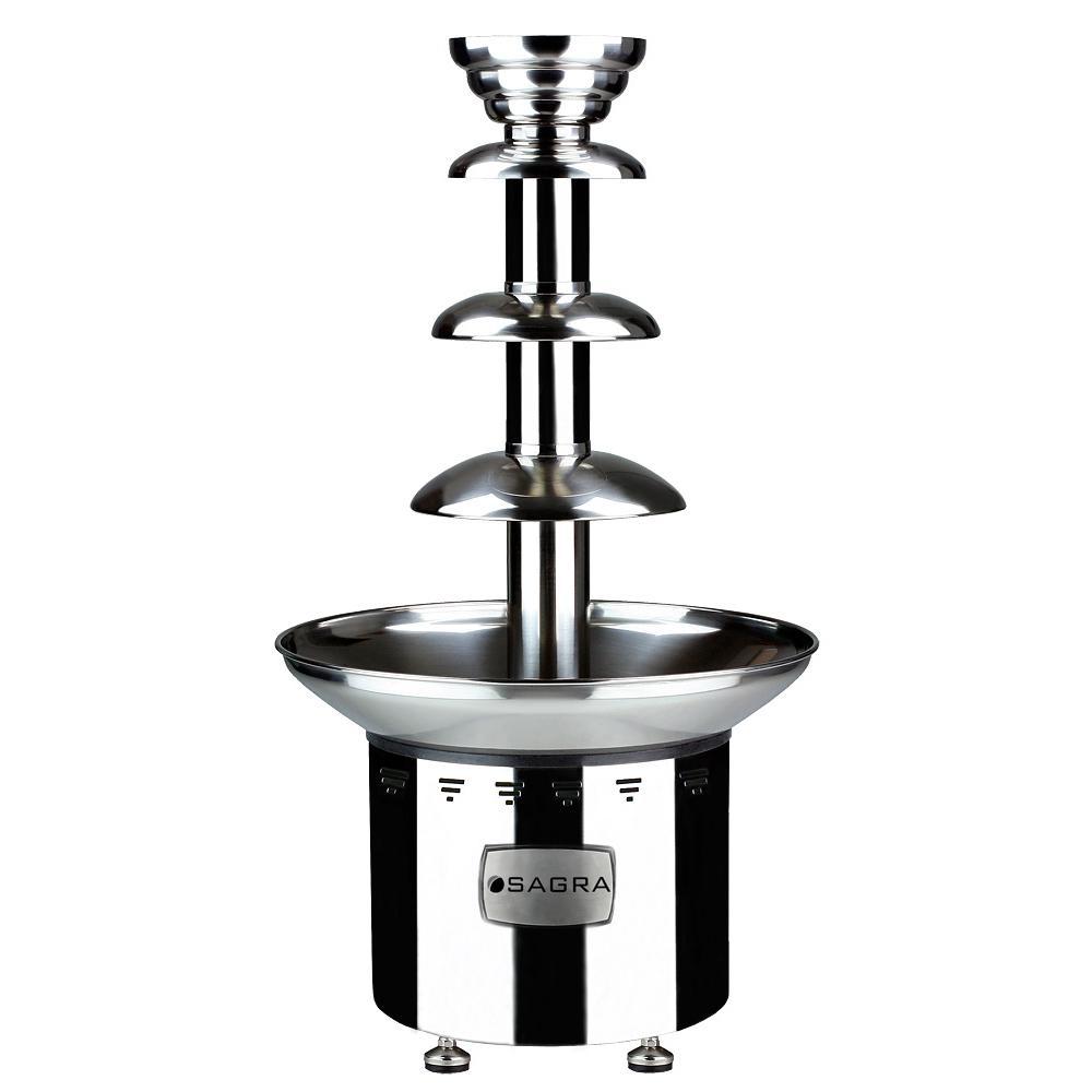 Almost silent operation -- Good for small parties or accent fountain -- Holds up to 9 lbs. of chocolate -- Runs on 5 lbs. of chocolate -- Removable Bowl -- One year commercial warranty -- Stainless steel construction